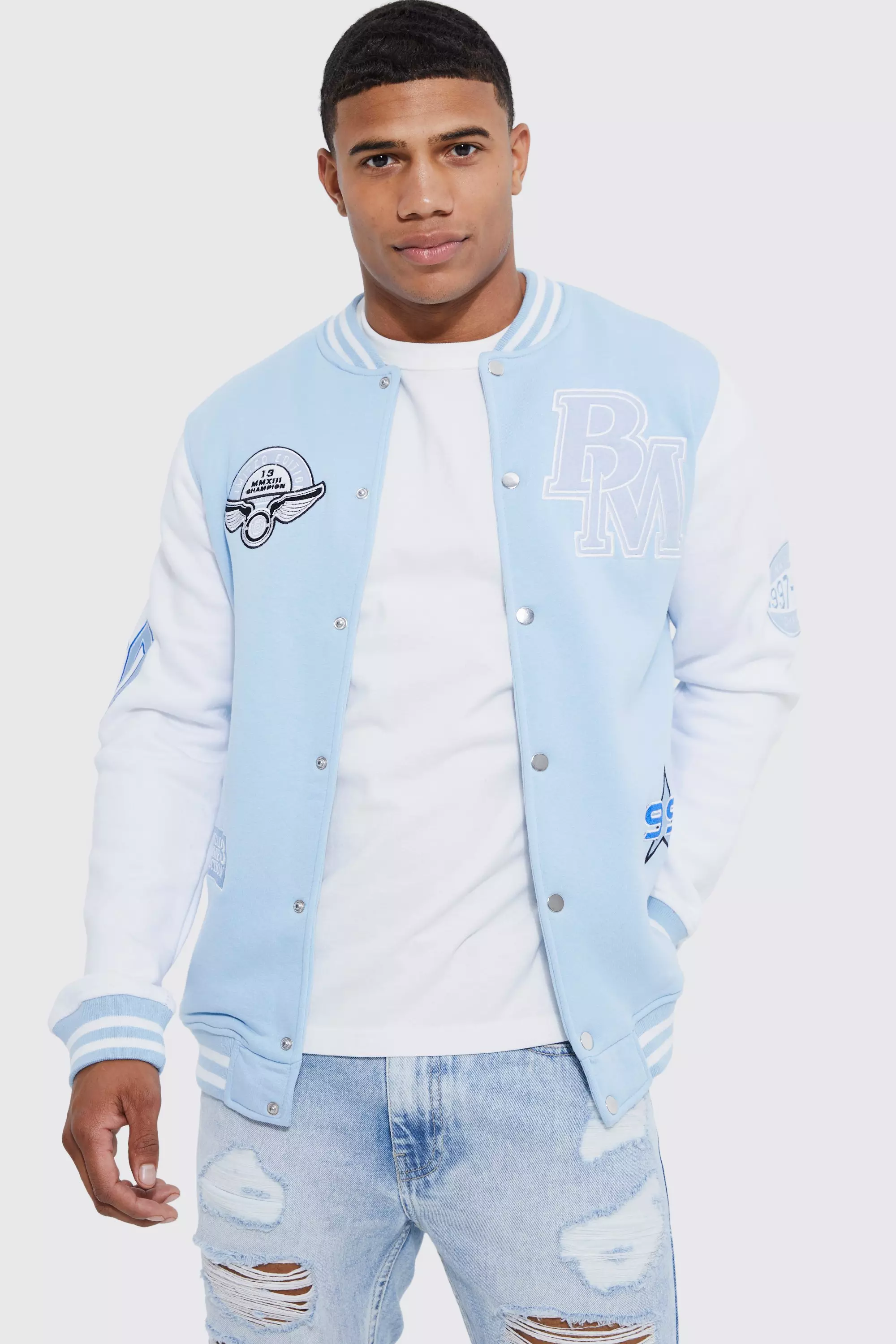 Varsity jacket mens discount blue